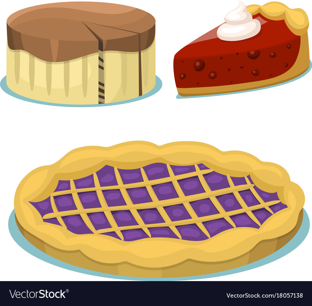 Cartoon cake fresh tasty dessert sweet pastry pie Vector Image Cartoon cake fresh tasty dessert sweet pastry pie Vector Image