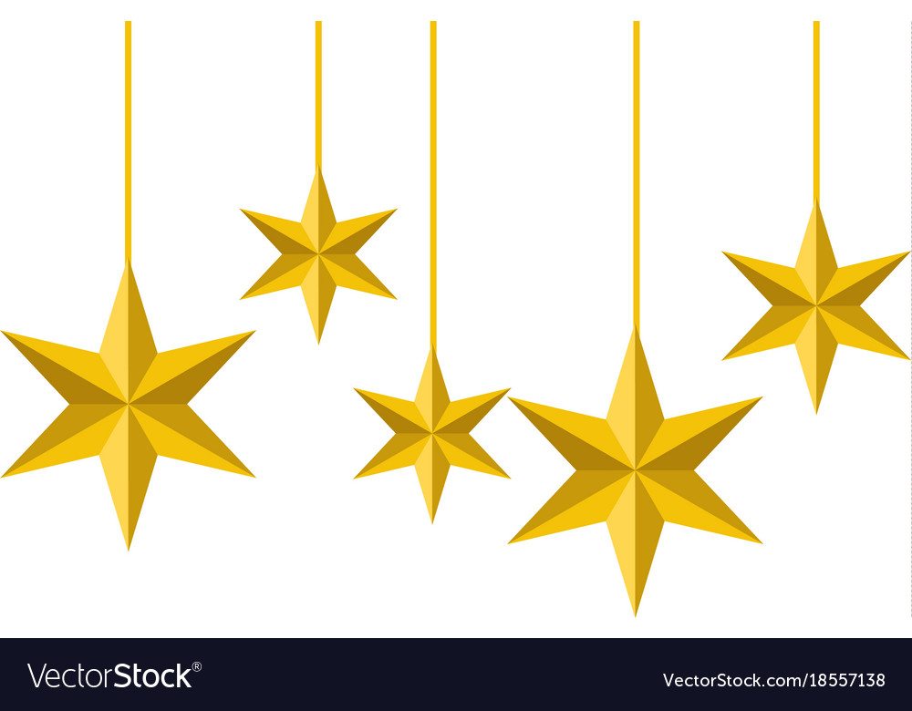 Christmas Ornaments With Stars Hanging And Vector Image