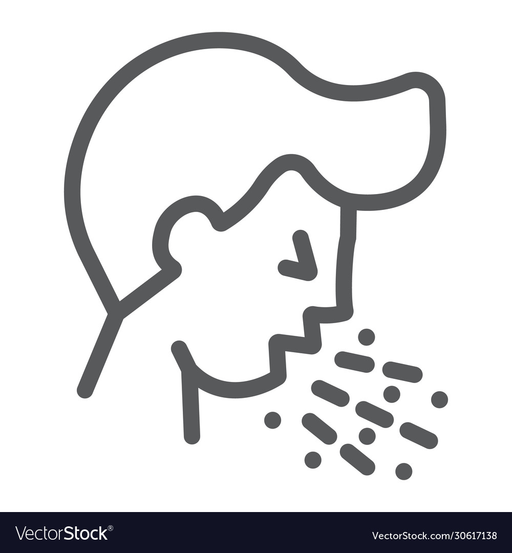 Cough line icon coronavirus and flu coughing man Vector Image