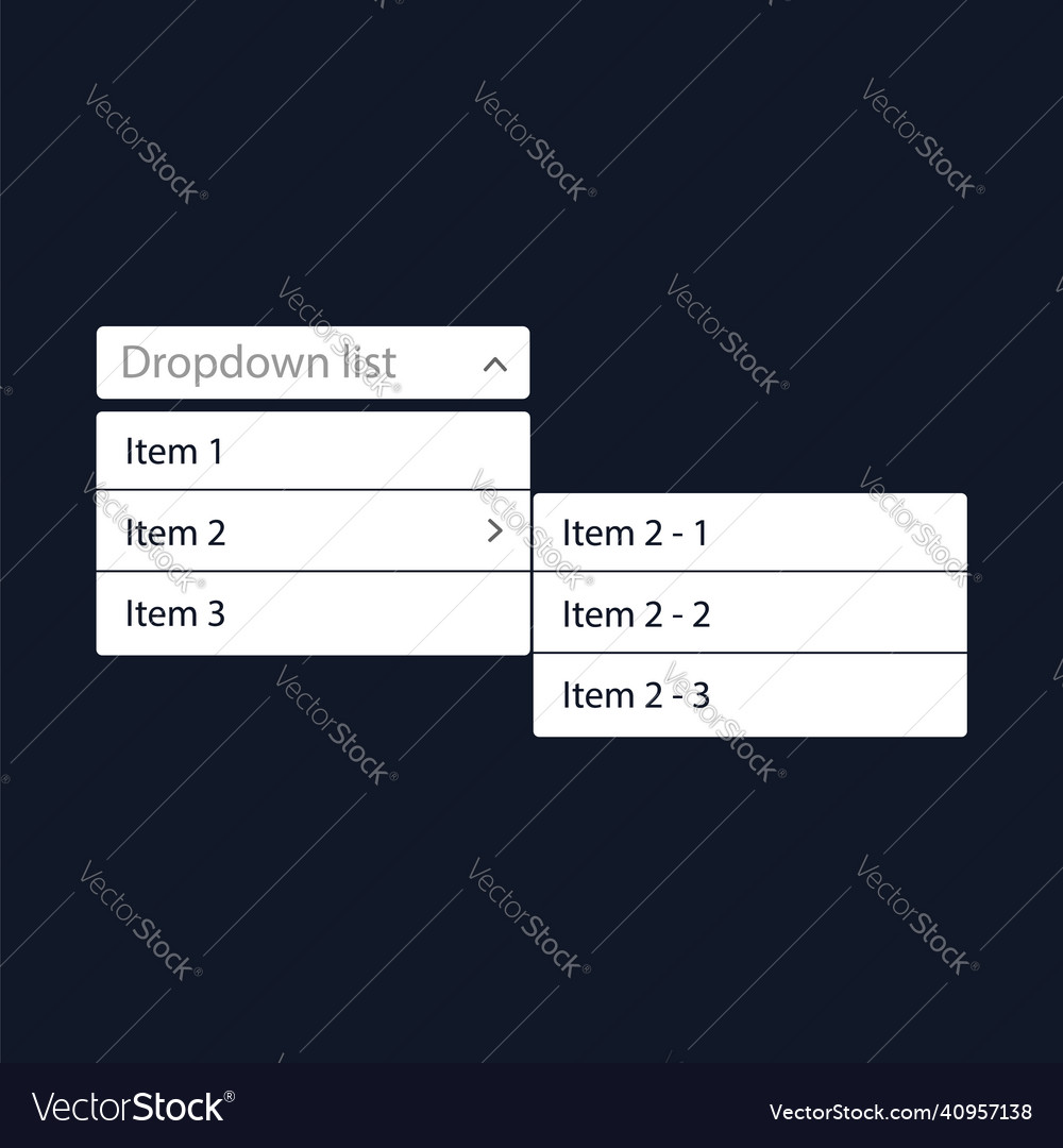 Drop-down list with menu items for the website vector image Drop-down list with menu items for the website