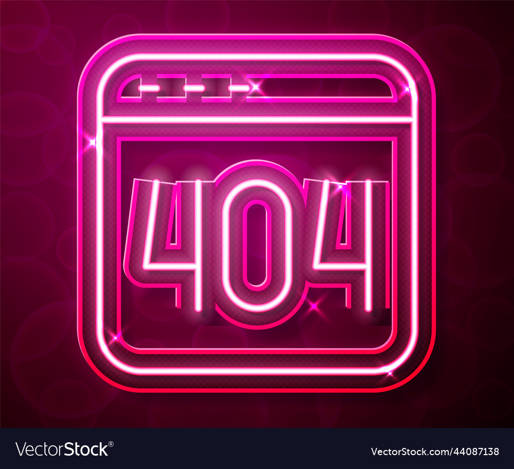 Glowing neon line page with a 404 error icon vector image Glowing neon line page with a 404 error icon