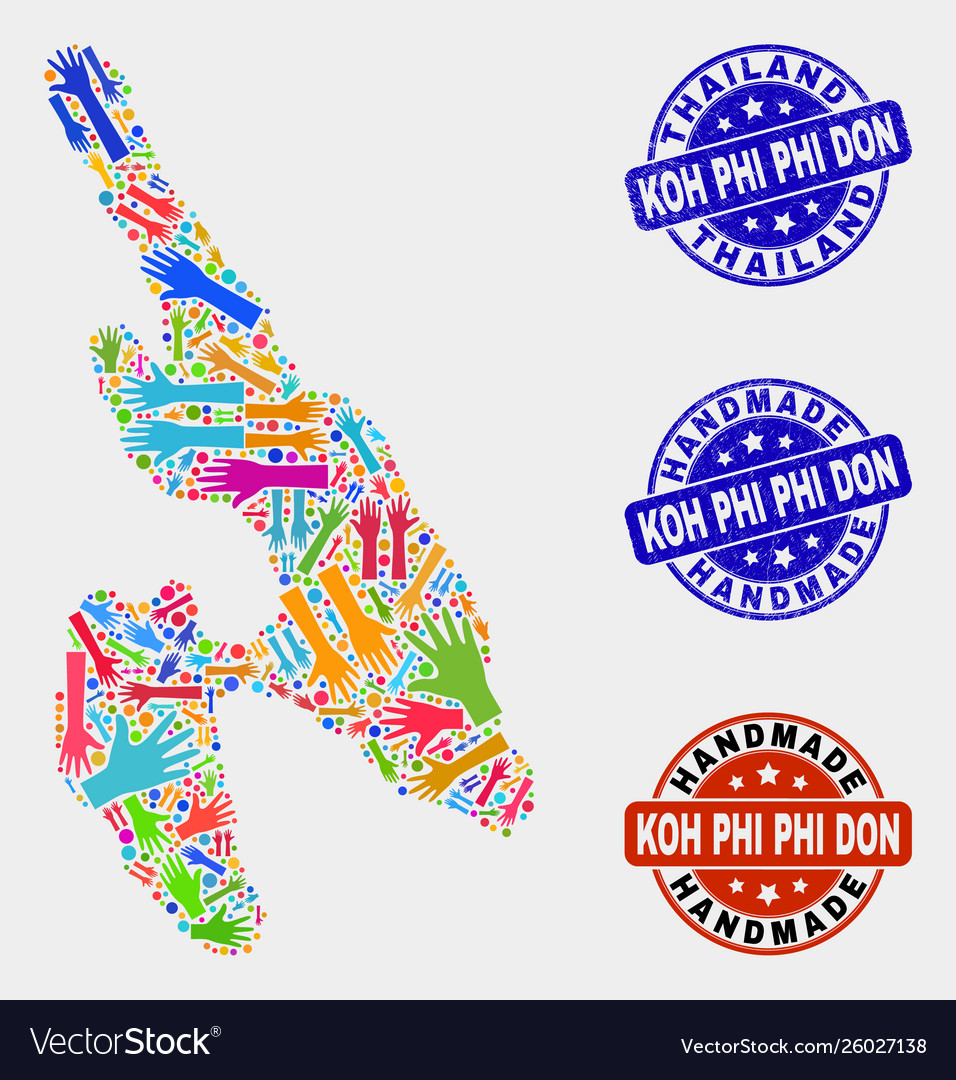 Hand composition koh phi don map and textured Vector Image Hand composition koh phi don map and textured