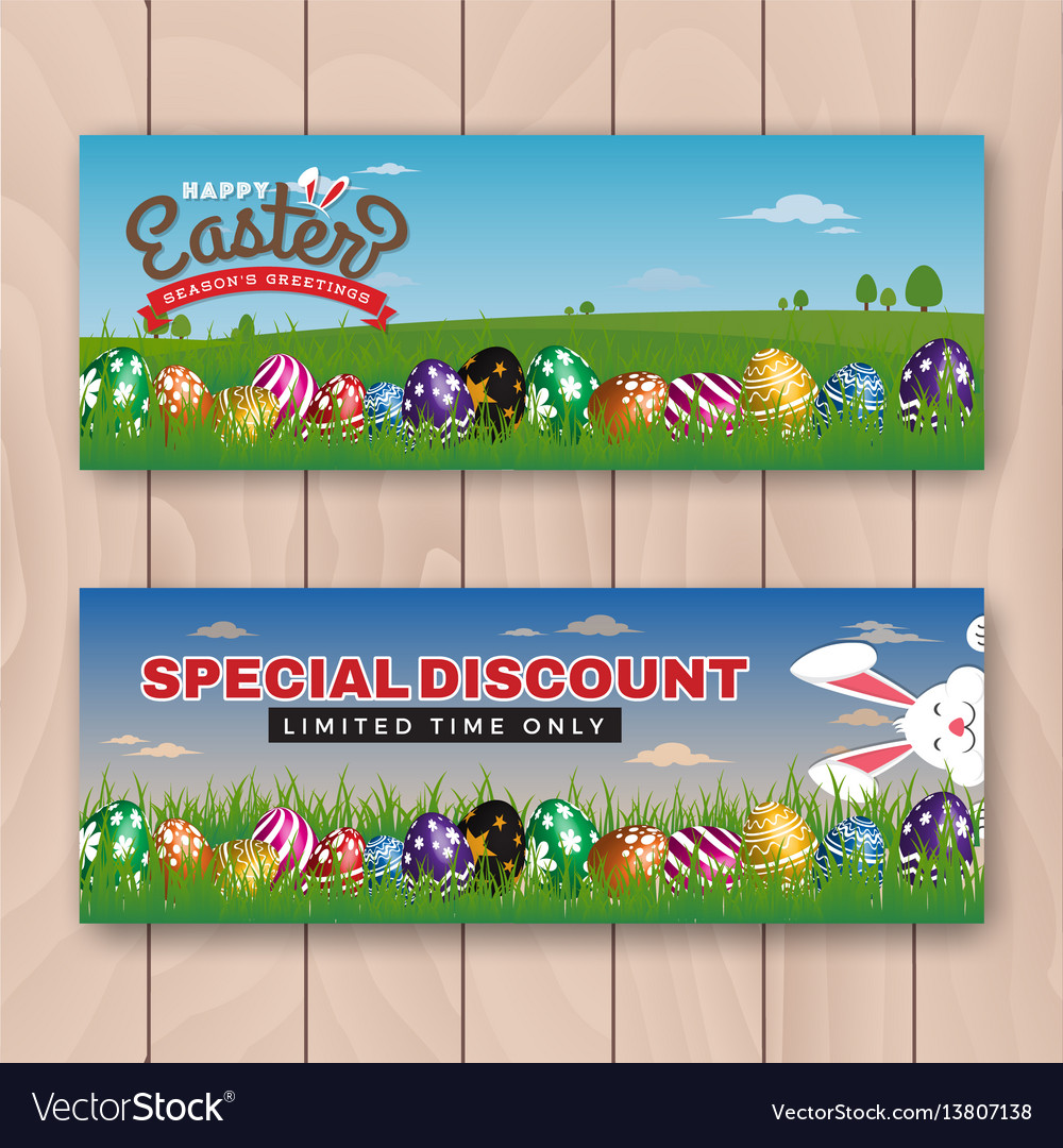 Happy easter web banner with painting eggs Vector Image