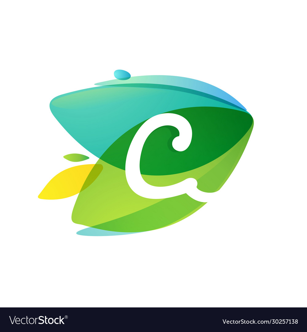 Letter c logo in dynamic leaves intersection shape vector image Letter c logo in dynamic leaves intersection shape