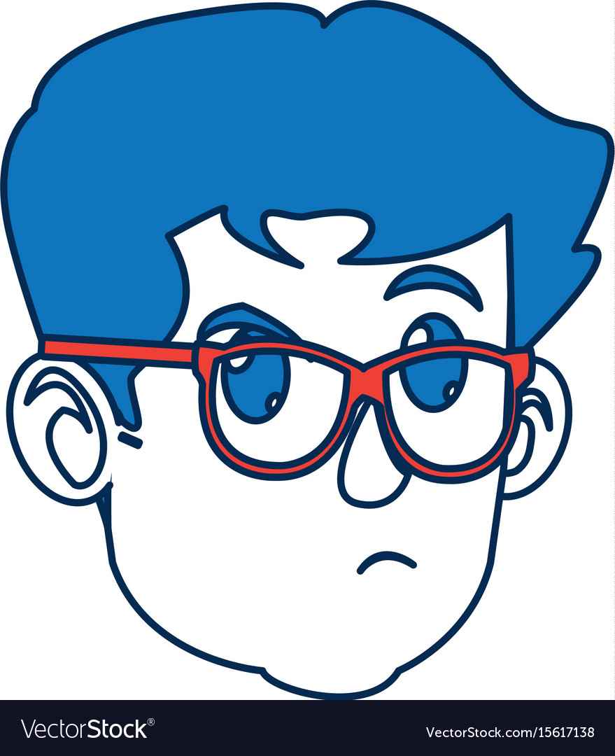 Man cartoon with blue hair face portrait