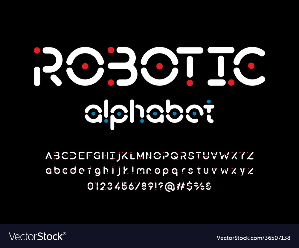 Robotic font Royalty Free Vector Image - VectorStock