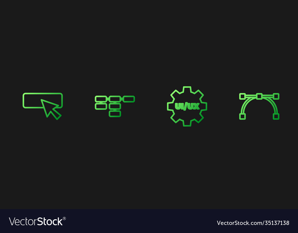 Set line ui or ux design site map and bezier vector image Set line ui or ux design site map and bezier