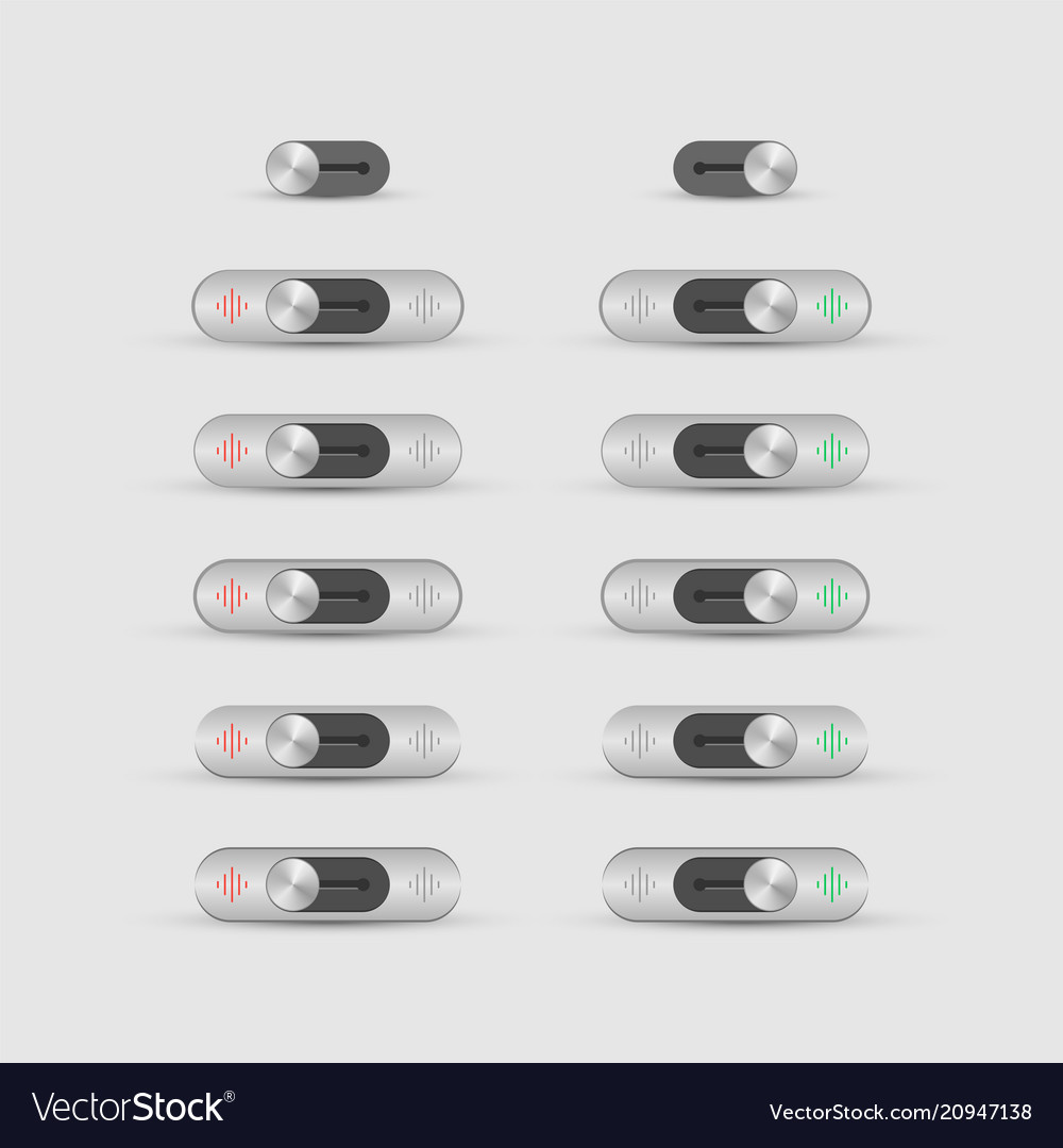 Set of metal toggle switch icons switch buttons Vector Image