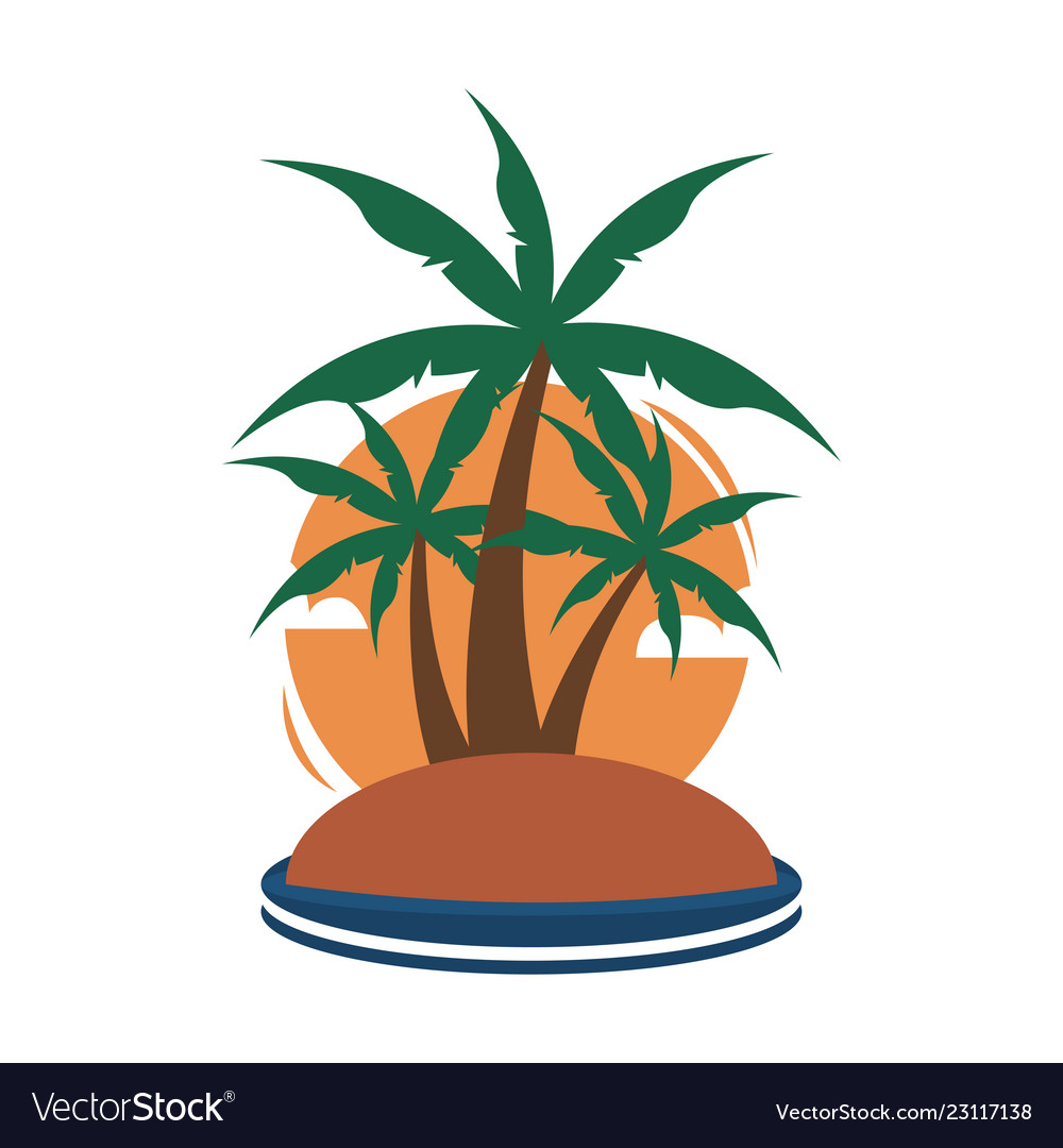 Small island tropical palm trees travel