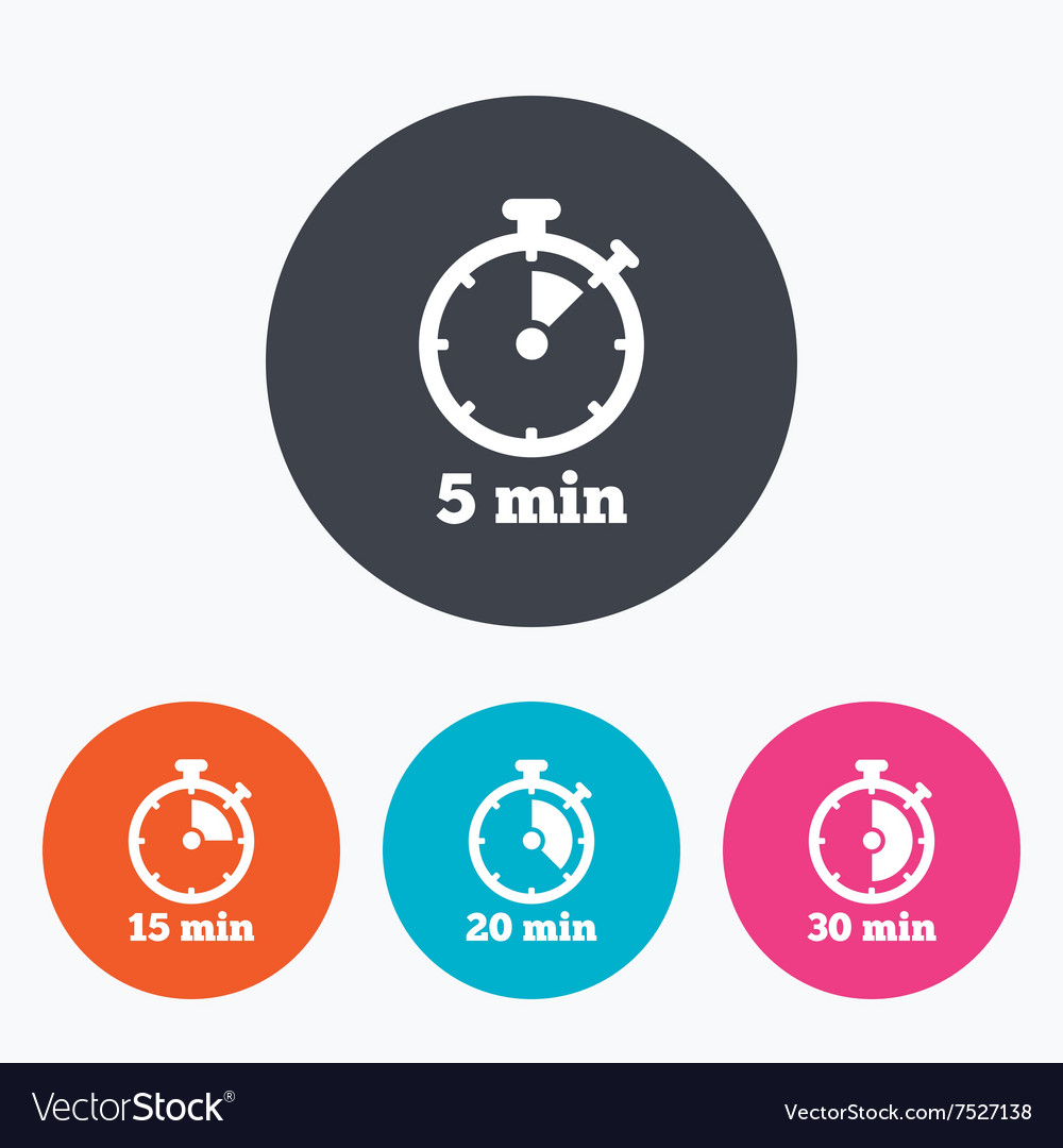 timer icons five minutes stopwatch symbol vector image