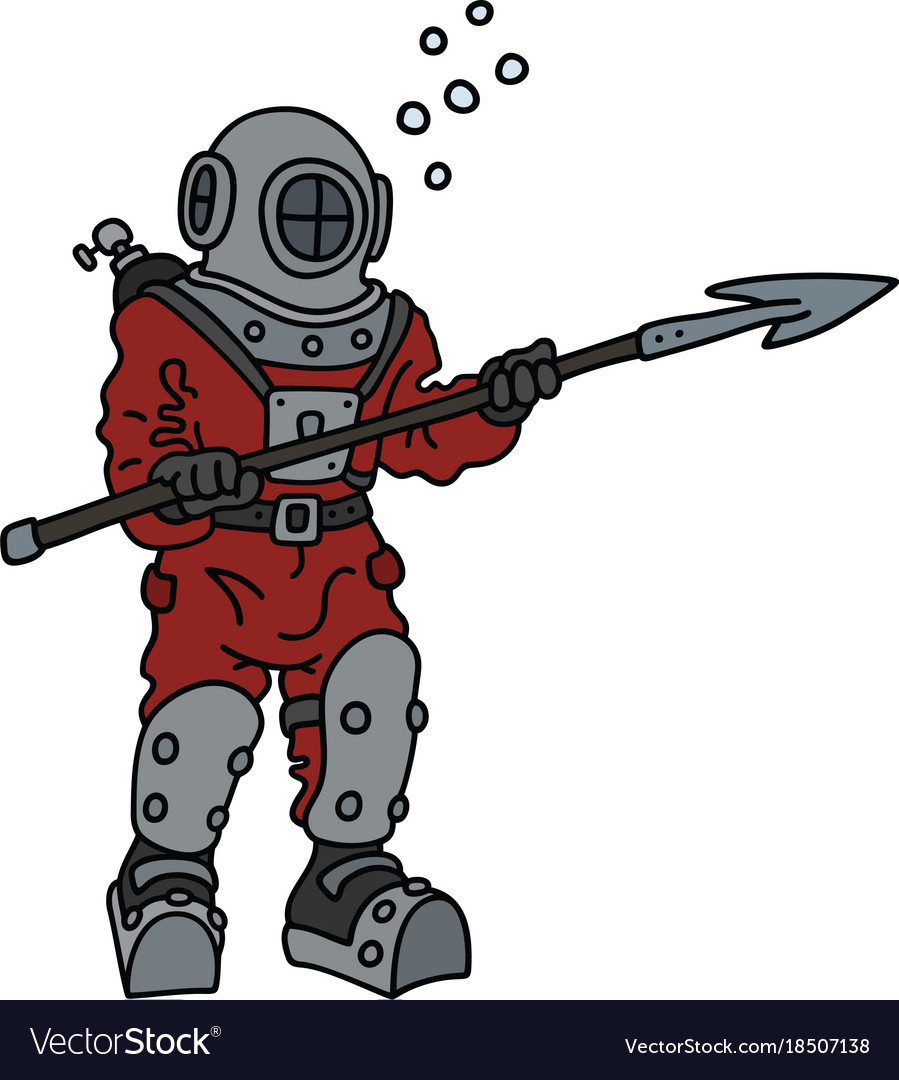 Vintage Diver mit Harpoon