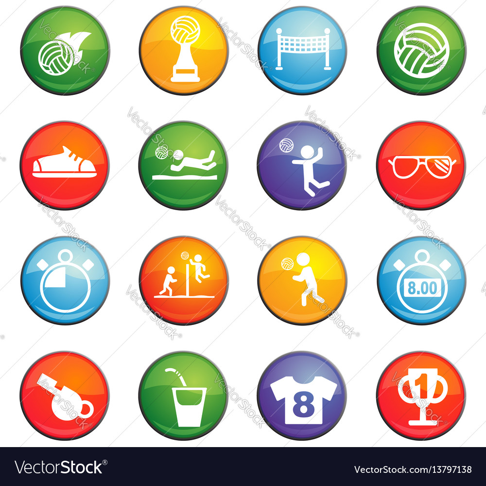 Volleyball icon set Royalty Free Vector Image - VectorStock