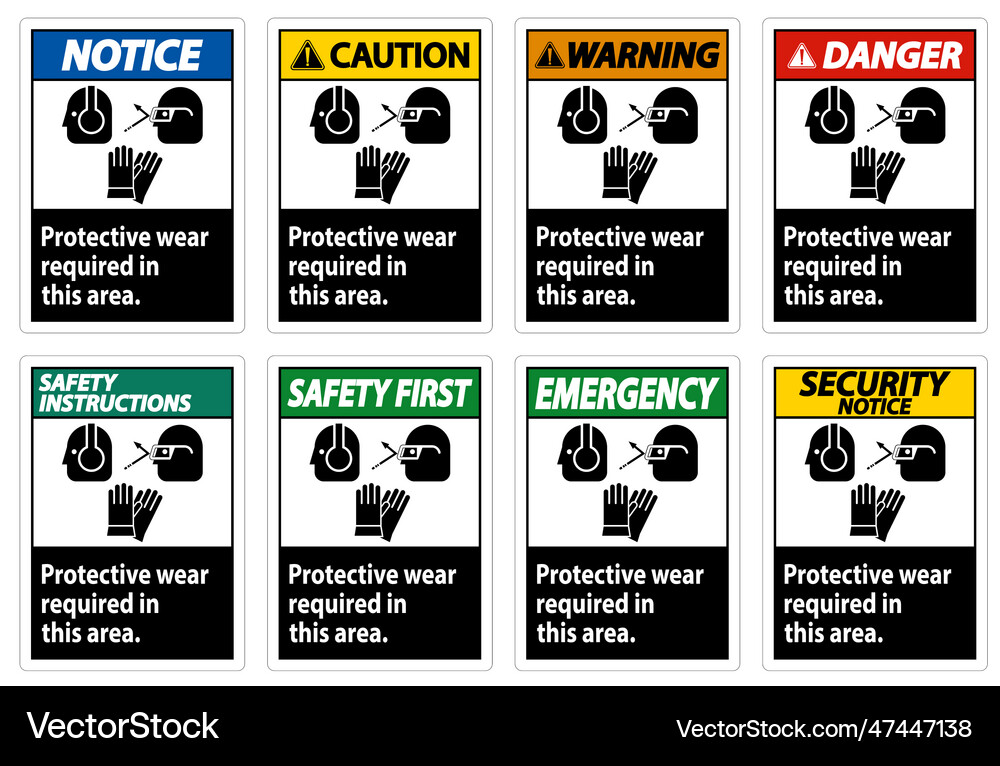 Wear protective equipment in this area with ppe Vector Image