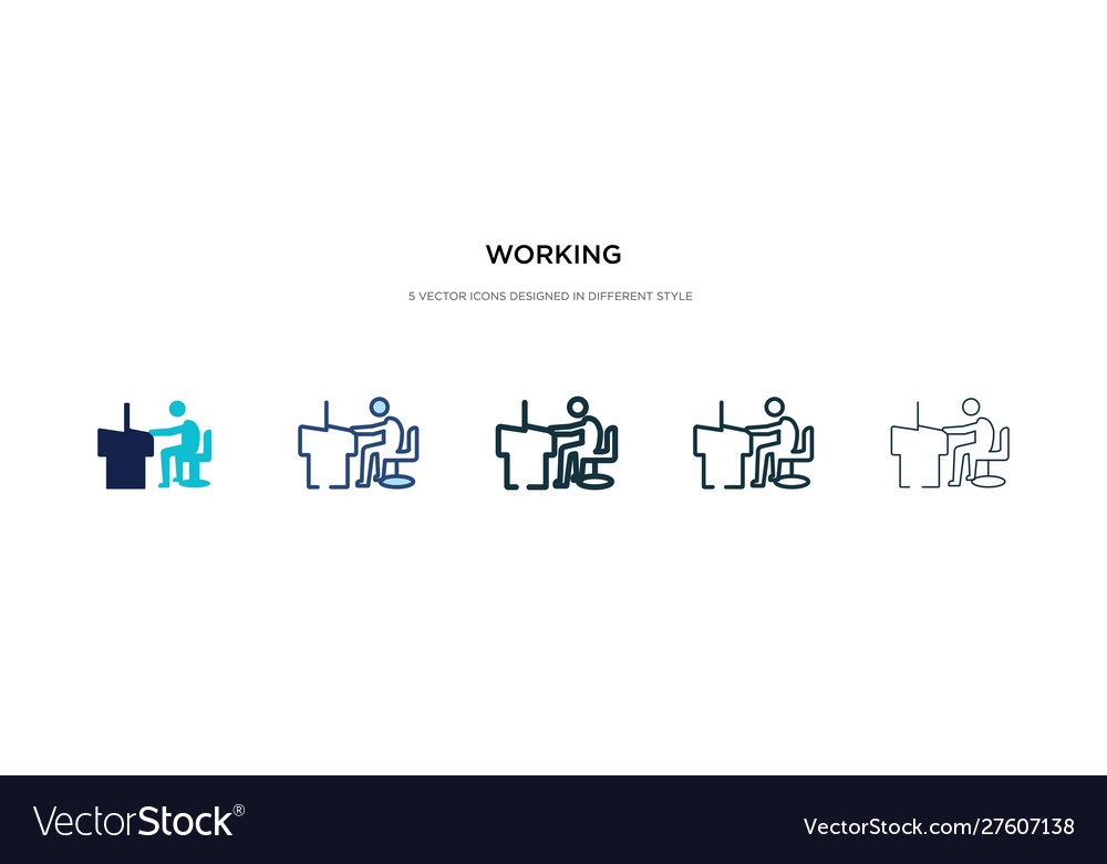 Working icon in different style two colored vector image Working icon in different style two colored