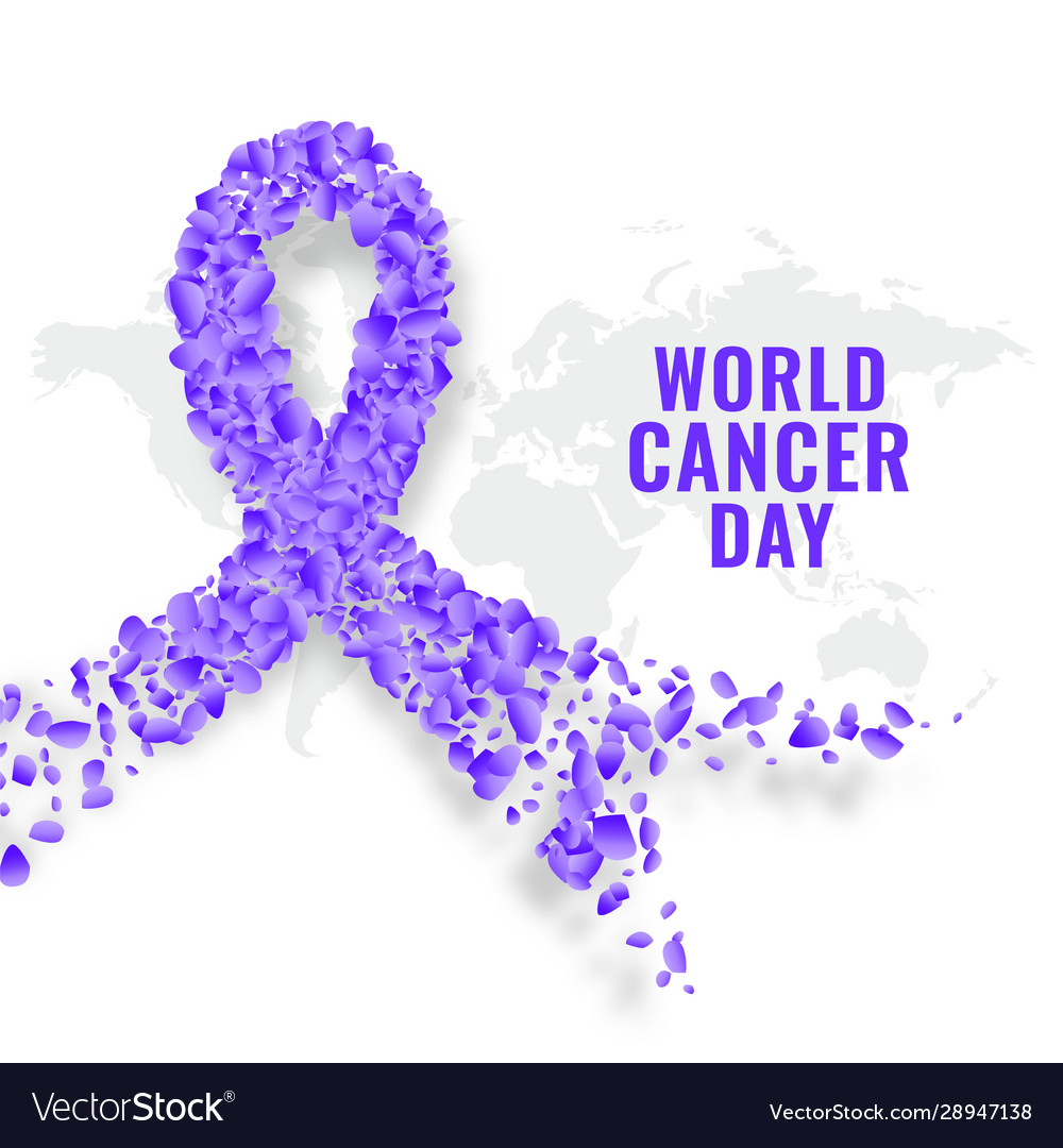 World cancer day concept ribbon made with flower