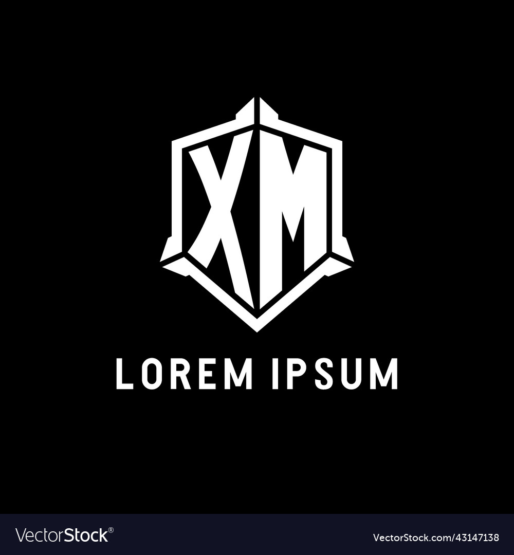 Xm logo initial with shield shape design style