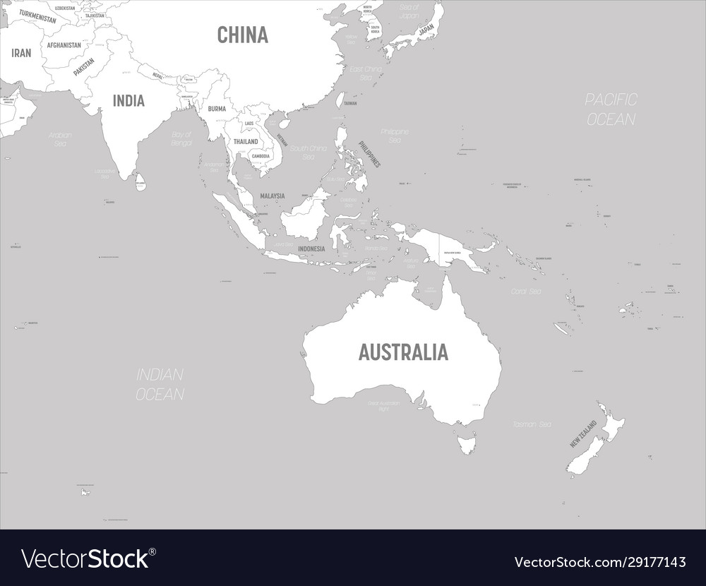 Map Of Asia And Australia Australia and southeast asia map   white lands and