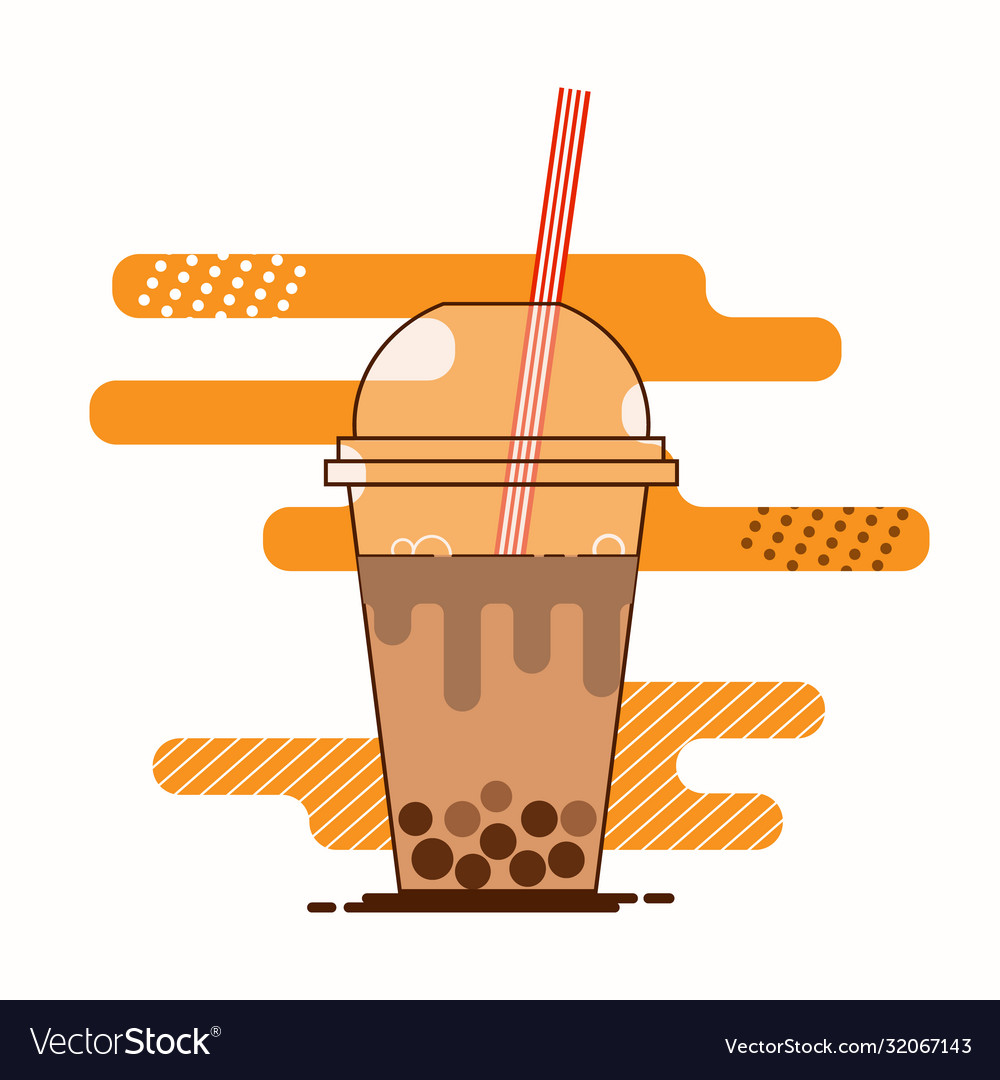 Brown bubble milk tea ads with delicious tapioca