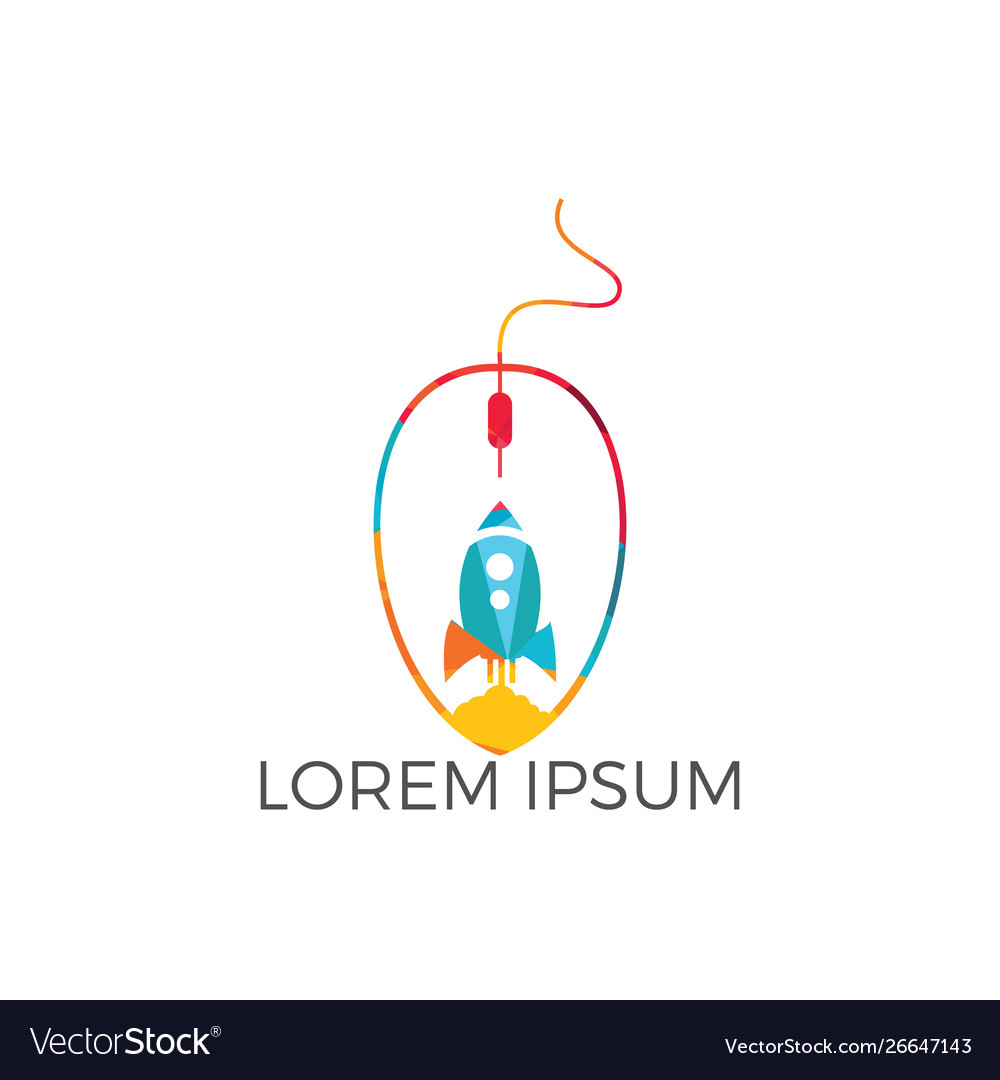 Click rocket pointer logo design vector image Click rocket pointer logo design