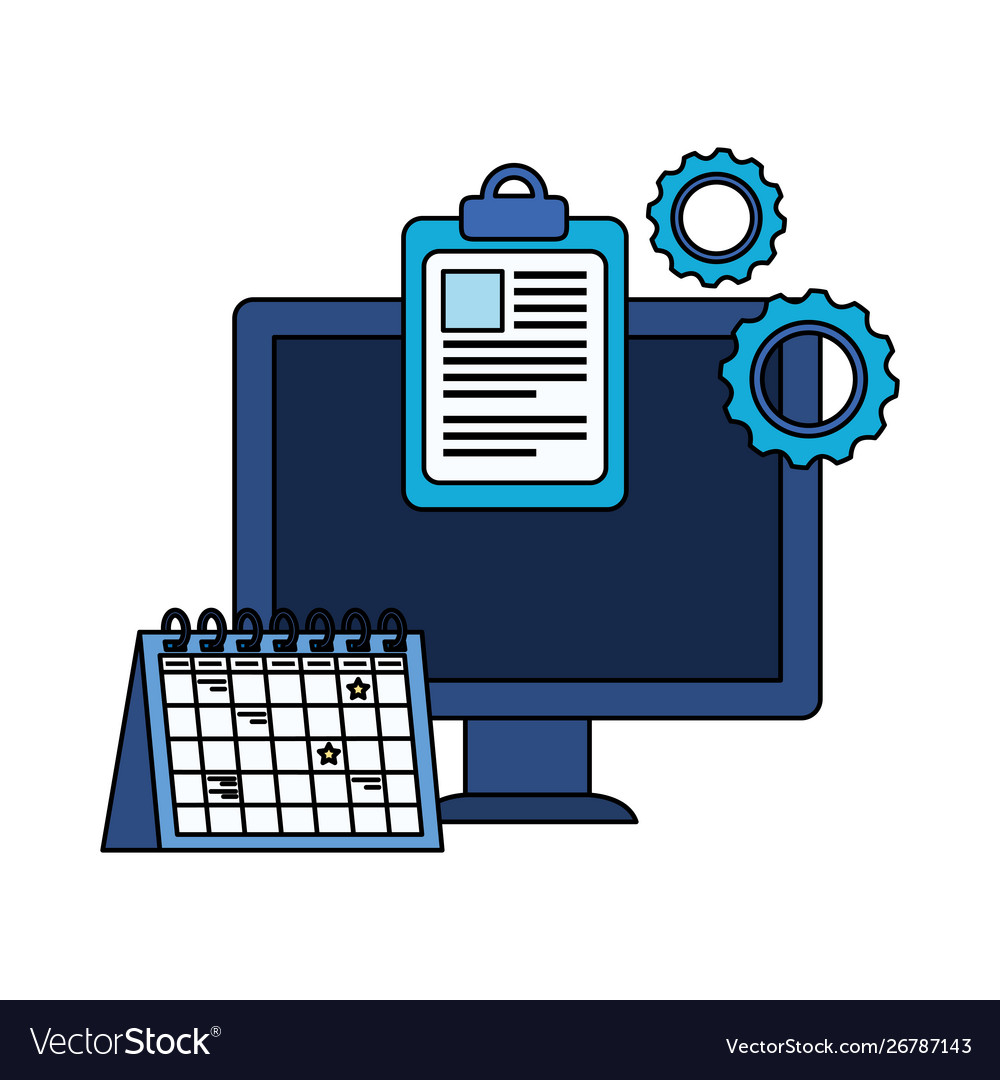 Desktop computer with gears settings
