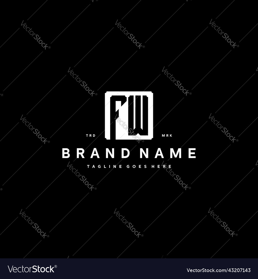 Fw monogram logo design with square rectangular