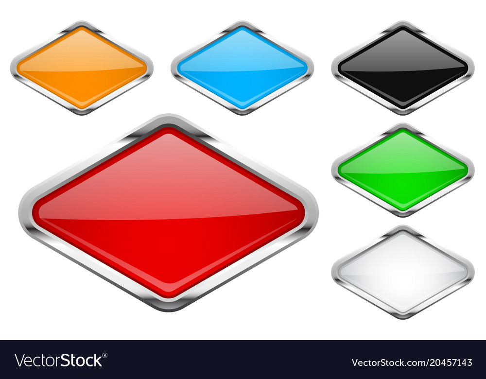 Glass buttons with chrome frame colored set