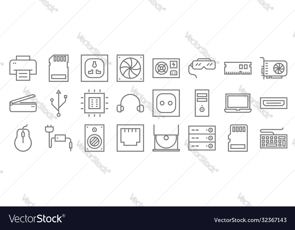 Hardware line icons linear set quality