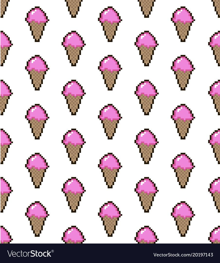 Ice cream summer pattern seamless in pixel style