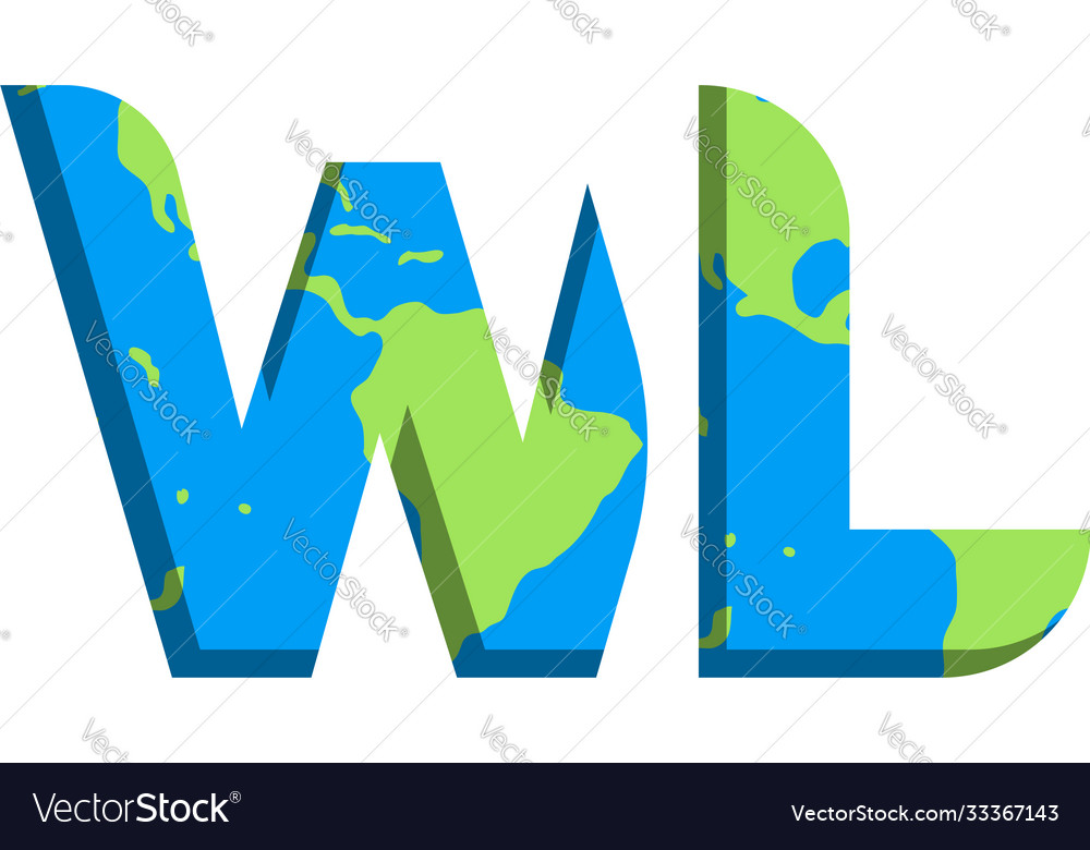 Initial wl logo design with world map style