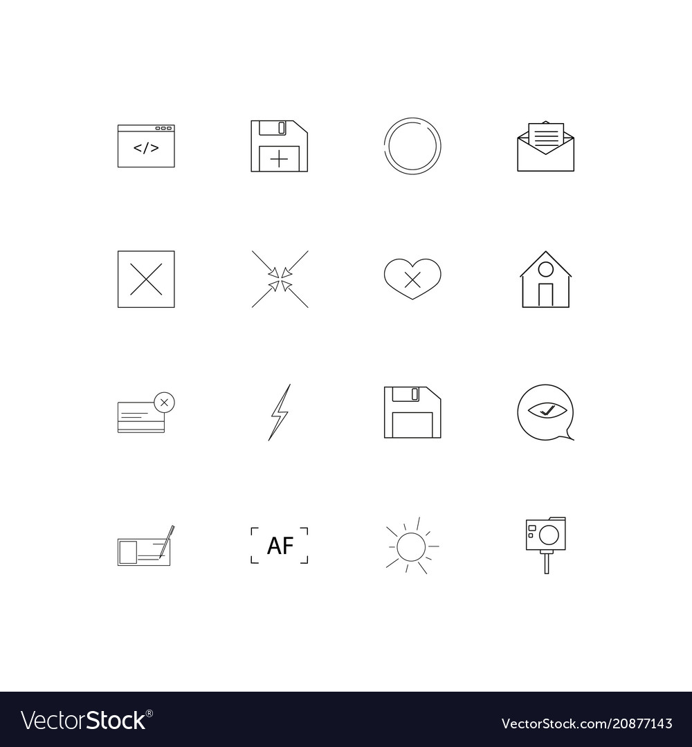 Interface linear thin icons set outlined simple