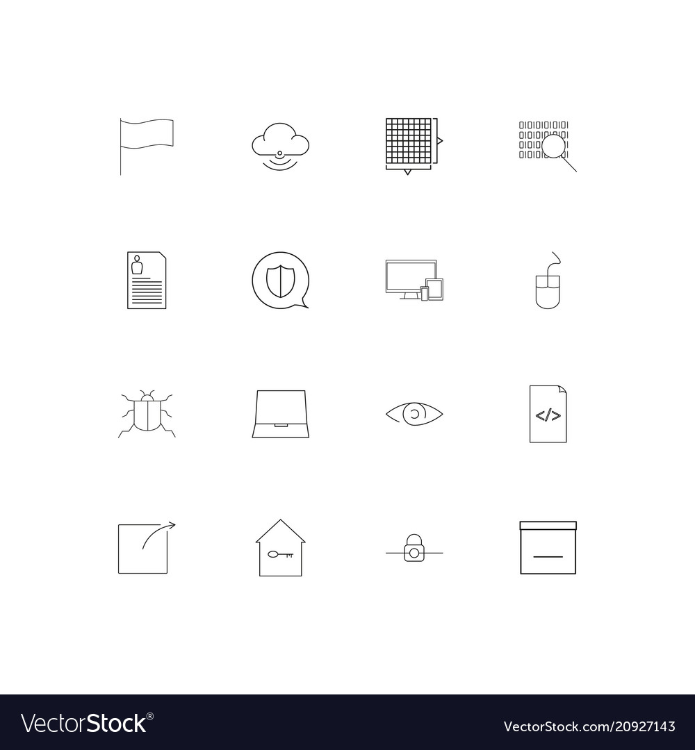 Internet technologies linear thin icons set