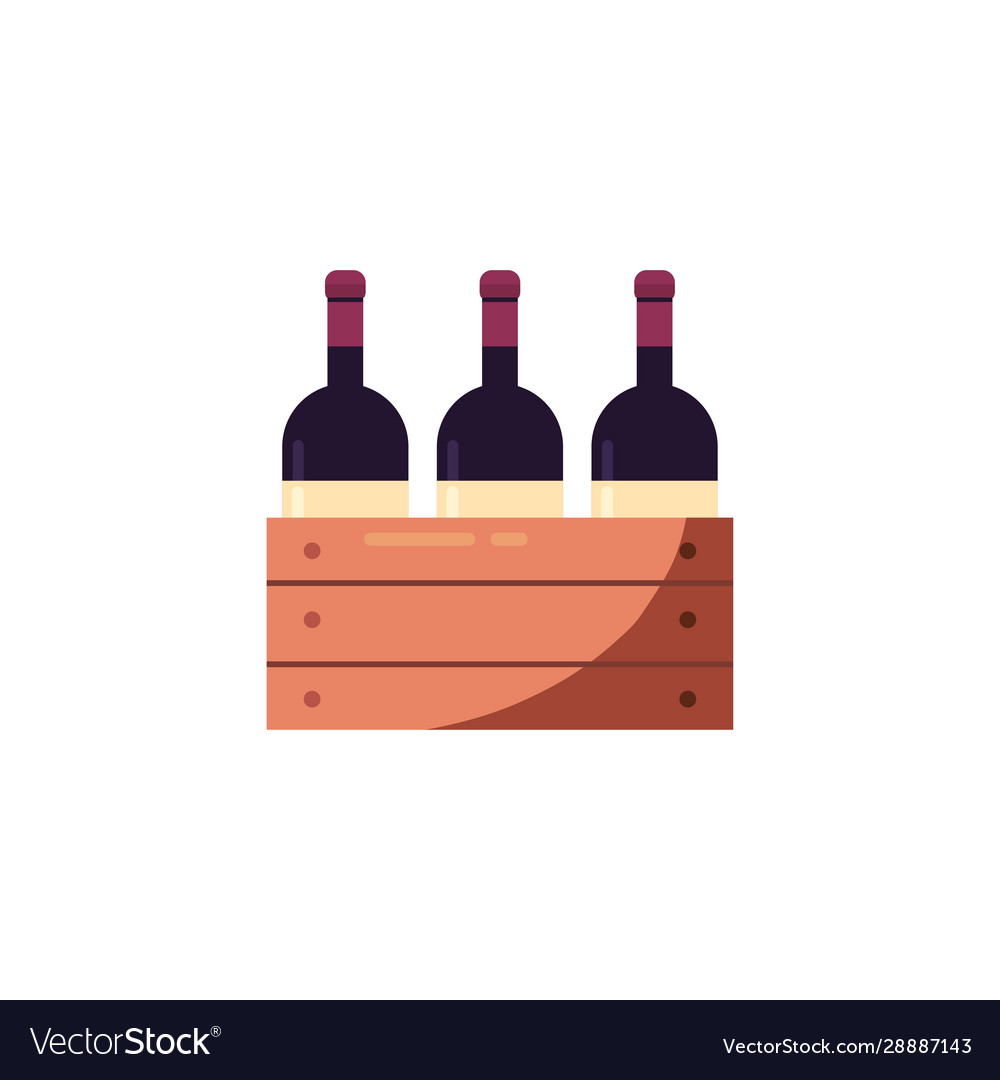 Isolated wine bottles inside box design Royalty Free Vector