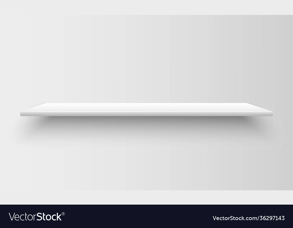 Realistic empty white shelve with shadow vector image Realistic empty white shelve with shadow