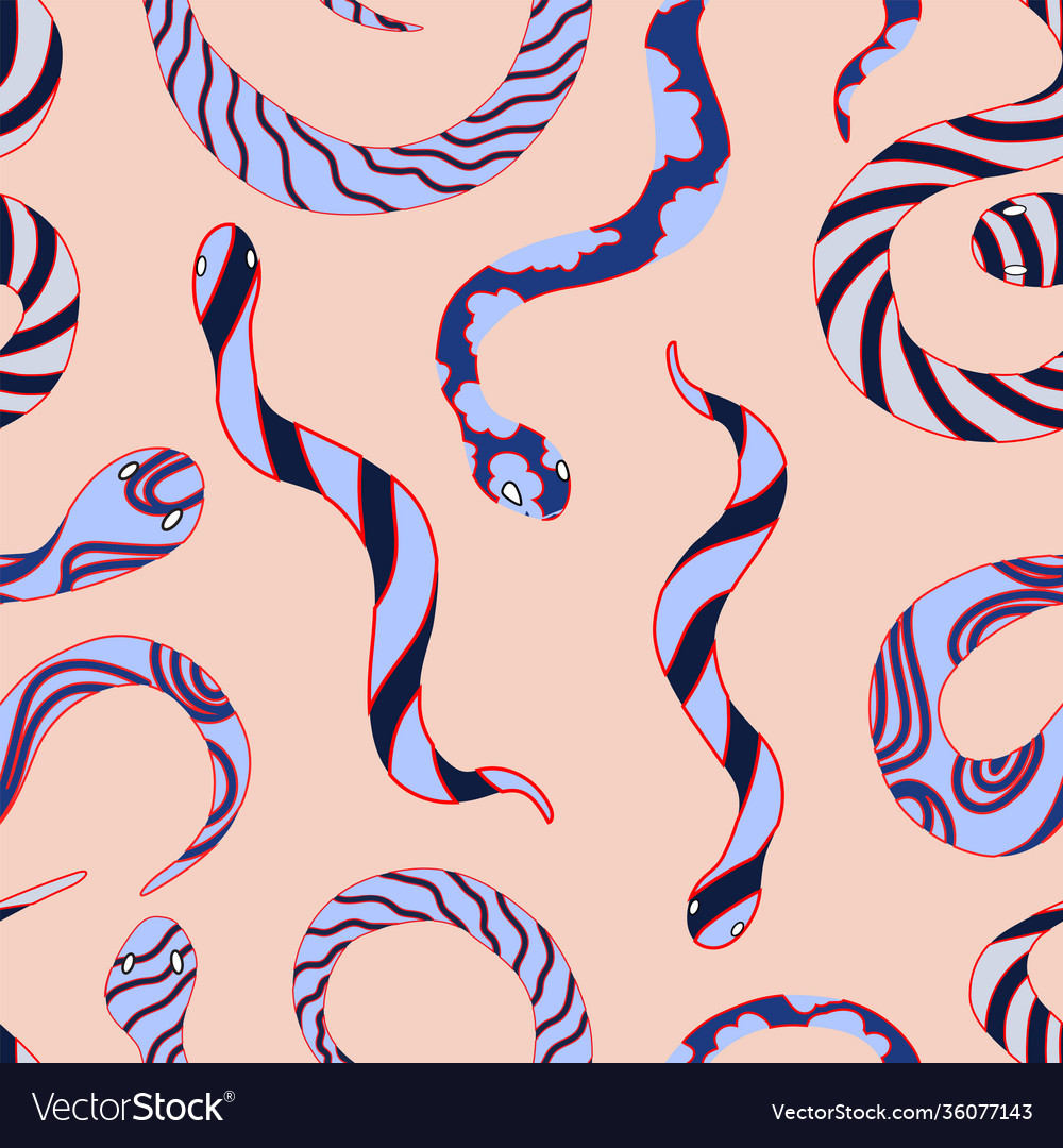 Seamless pattern worms snake striped print vector image Seamless pattern worms snake striped print