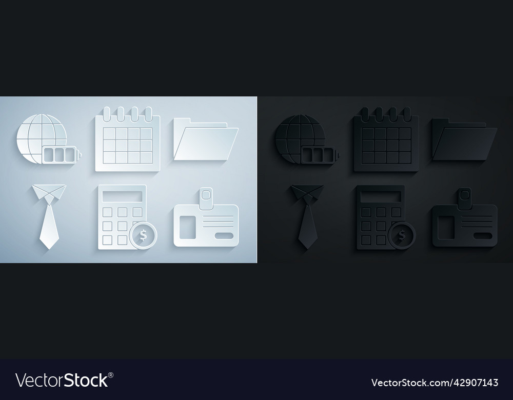 Set calculator with dollar symbol document folder vector image Set calculator with dollar symbol document folder