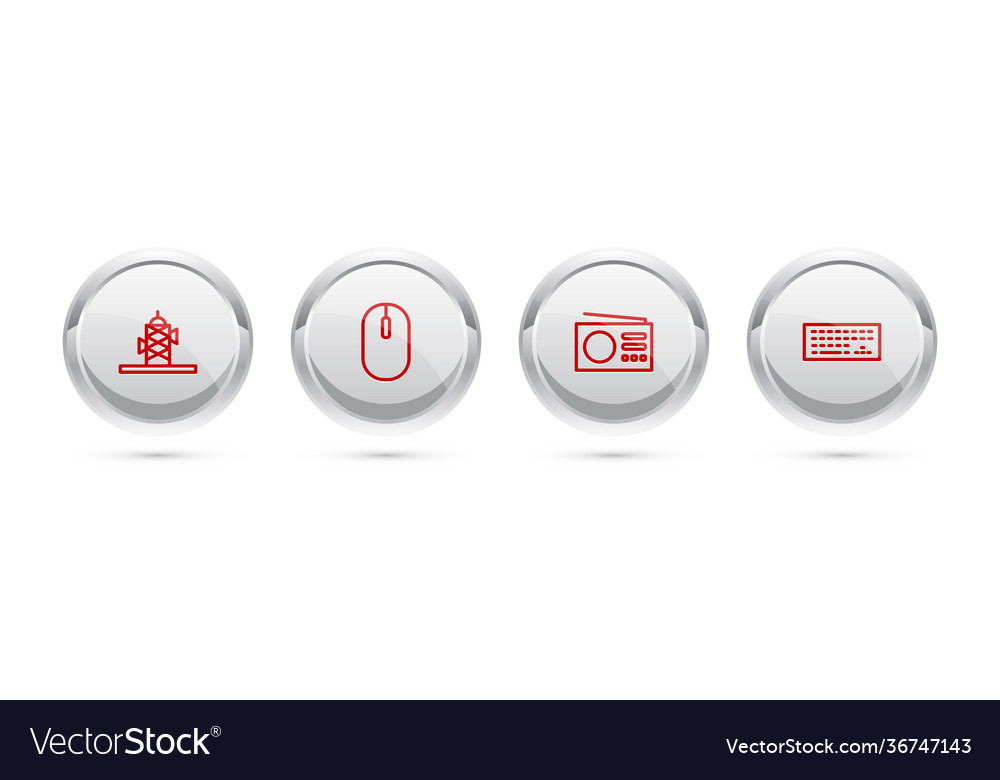 Set line antenna computer mouse radio vector image Set line antenna computer mouse radio
