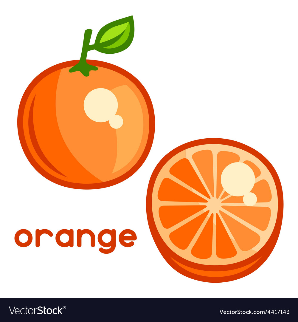 Stilisiert von frischem Orange auf weiß