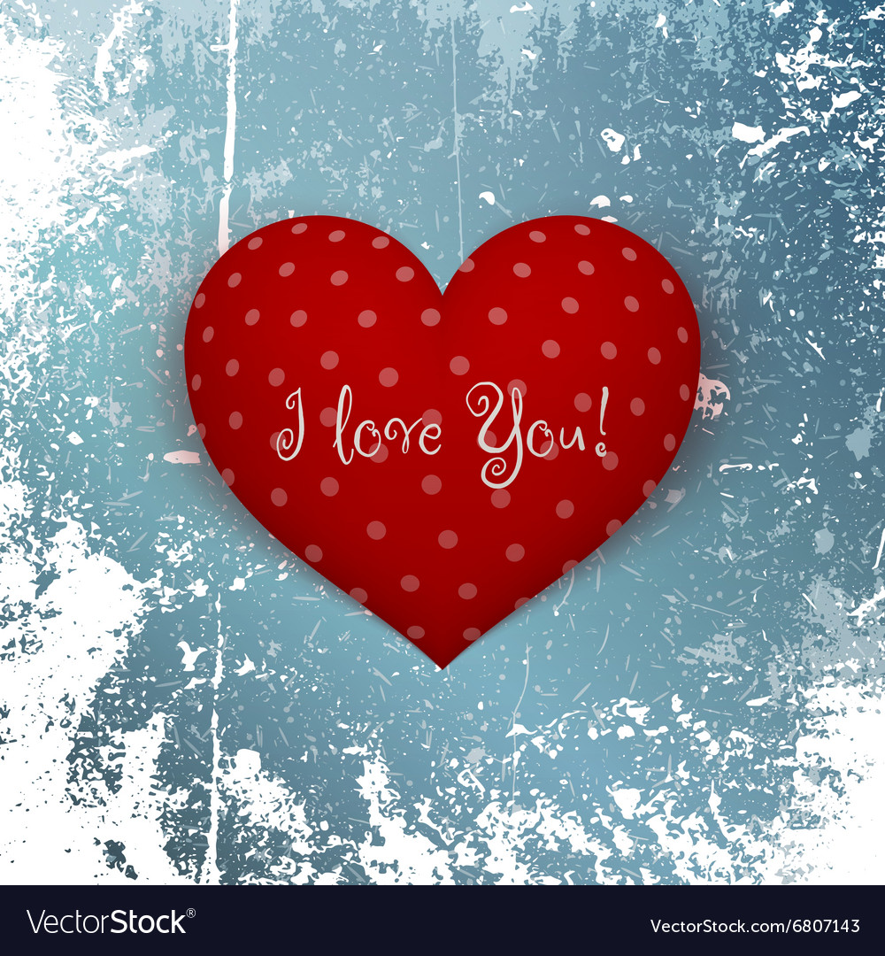 Valentines day red heart on winter background