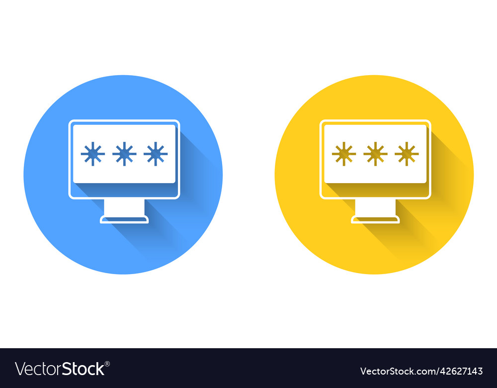 White monitor with password notification icon vector image White monitor with password notification icon
