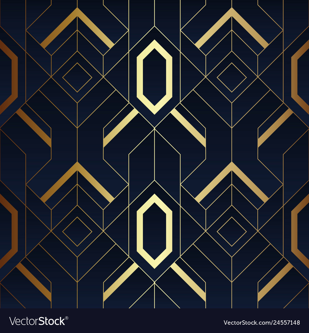 Abstract art luxury dark seamless blue and golden Vector Image