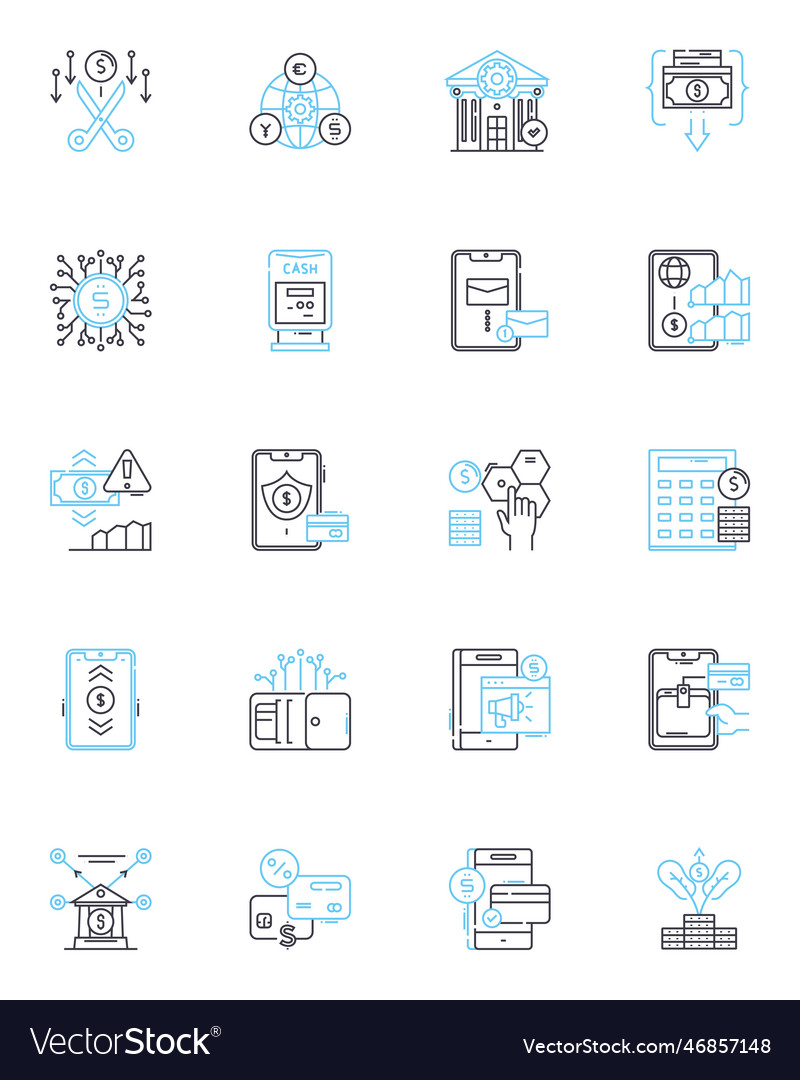 Asset allocation linear icons set diversity risk