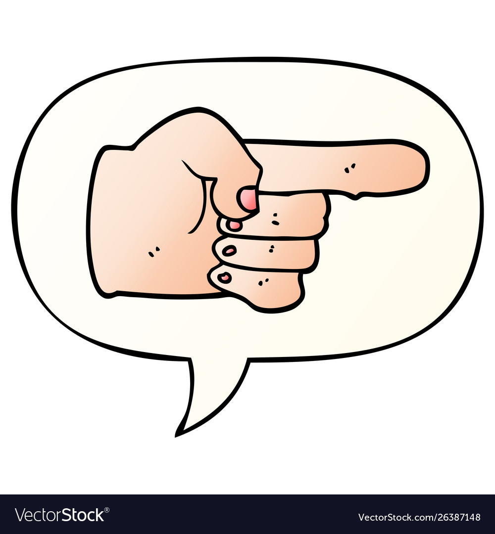 Cartoon pointing hand and speech bubble in smooth