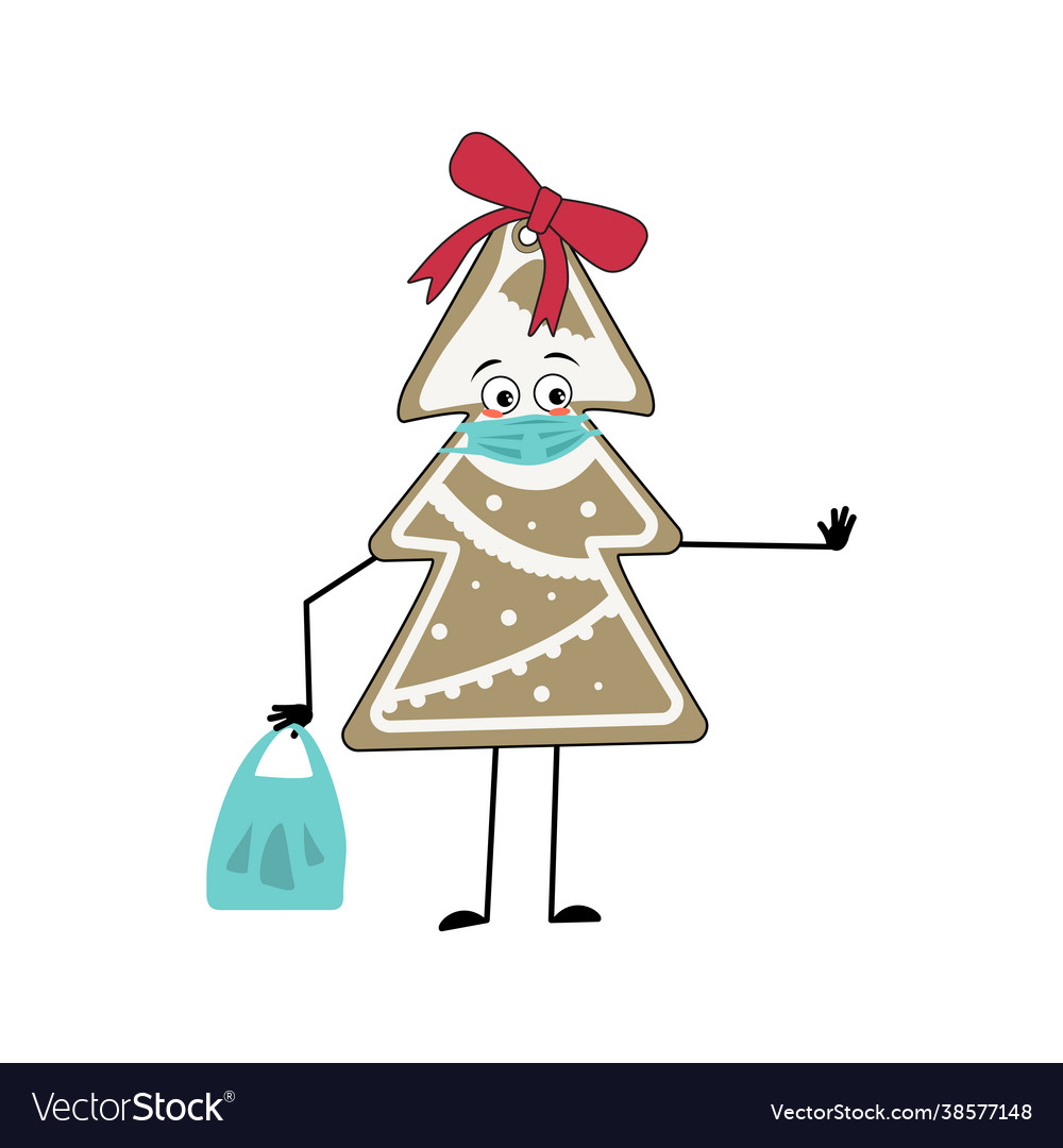Character gingerbread cookie in shape vector image Character gingerbread cookie in shape