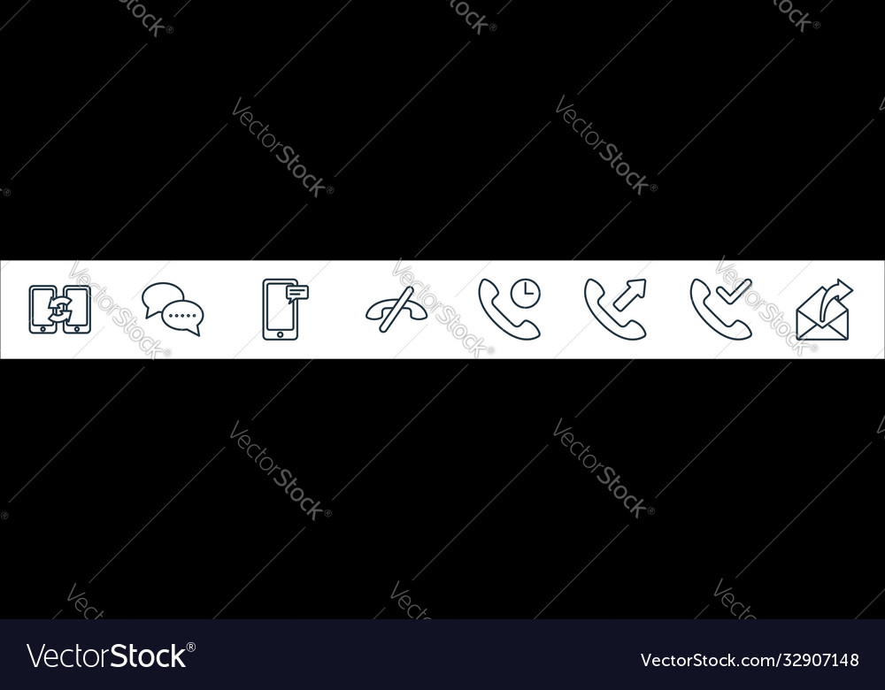 Communication line icons linear set quality
