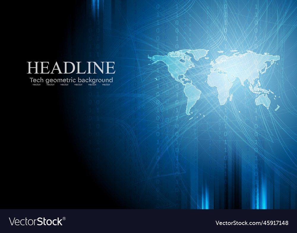 Dark blue tech binary system background Royalty Free Vector
