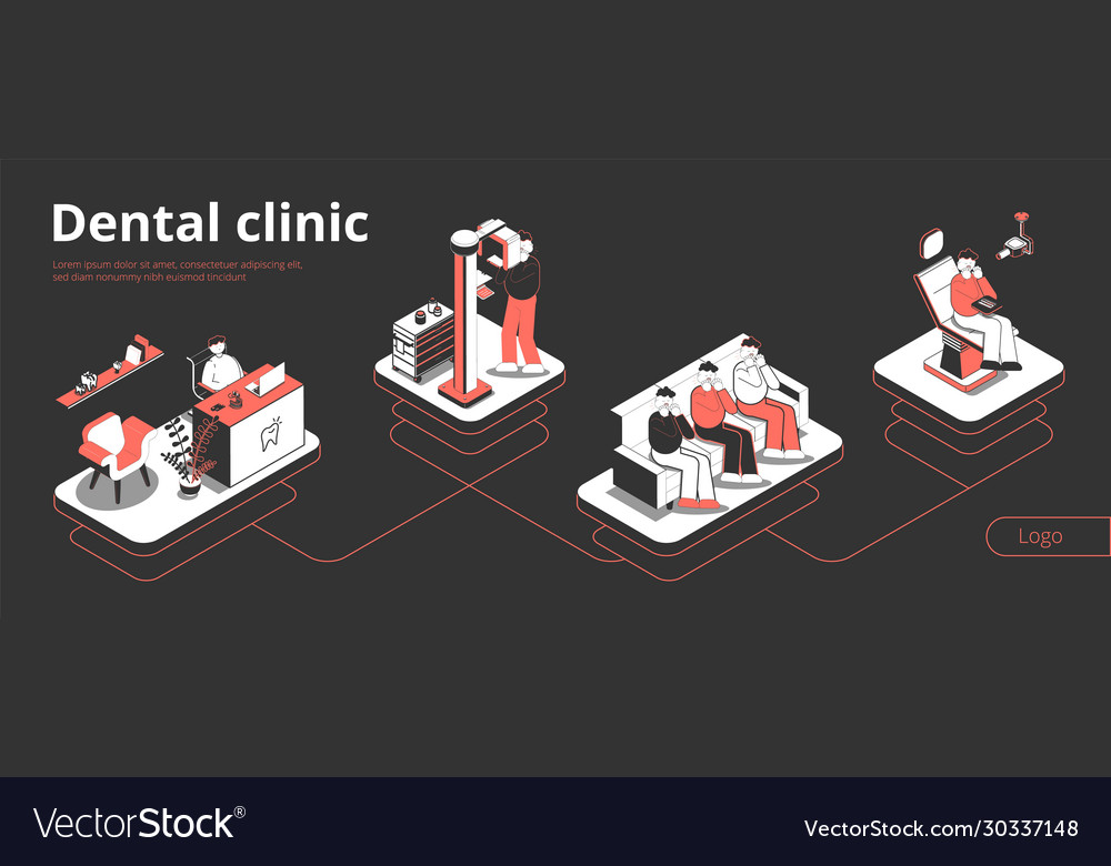 Dental clinic isometric flowchart Royalty Free Vector Image