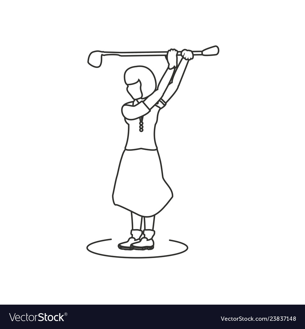 Golfer woman with stick golf