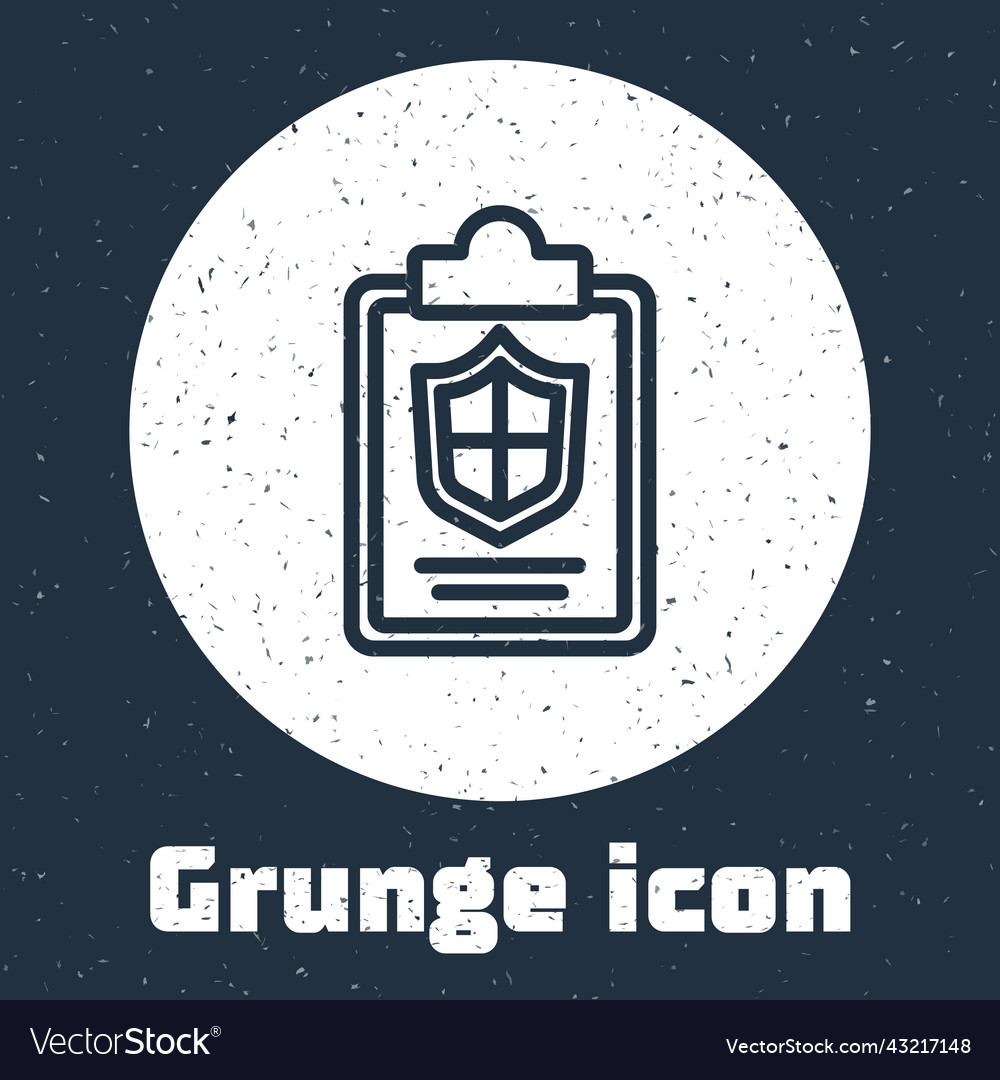 Grunge line document with shield icon isolated vector image Grunge line document with shield icon isolated