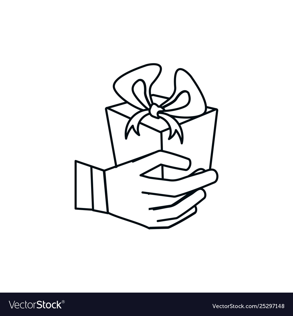 Hand With Gift Box Present Royalty Free Vector Image