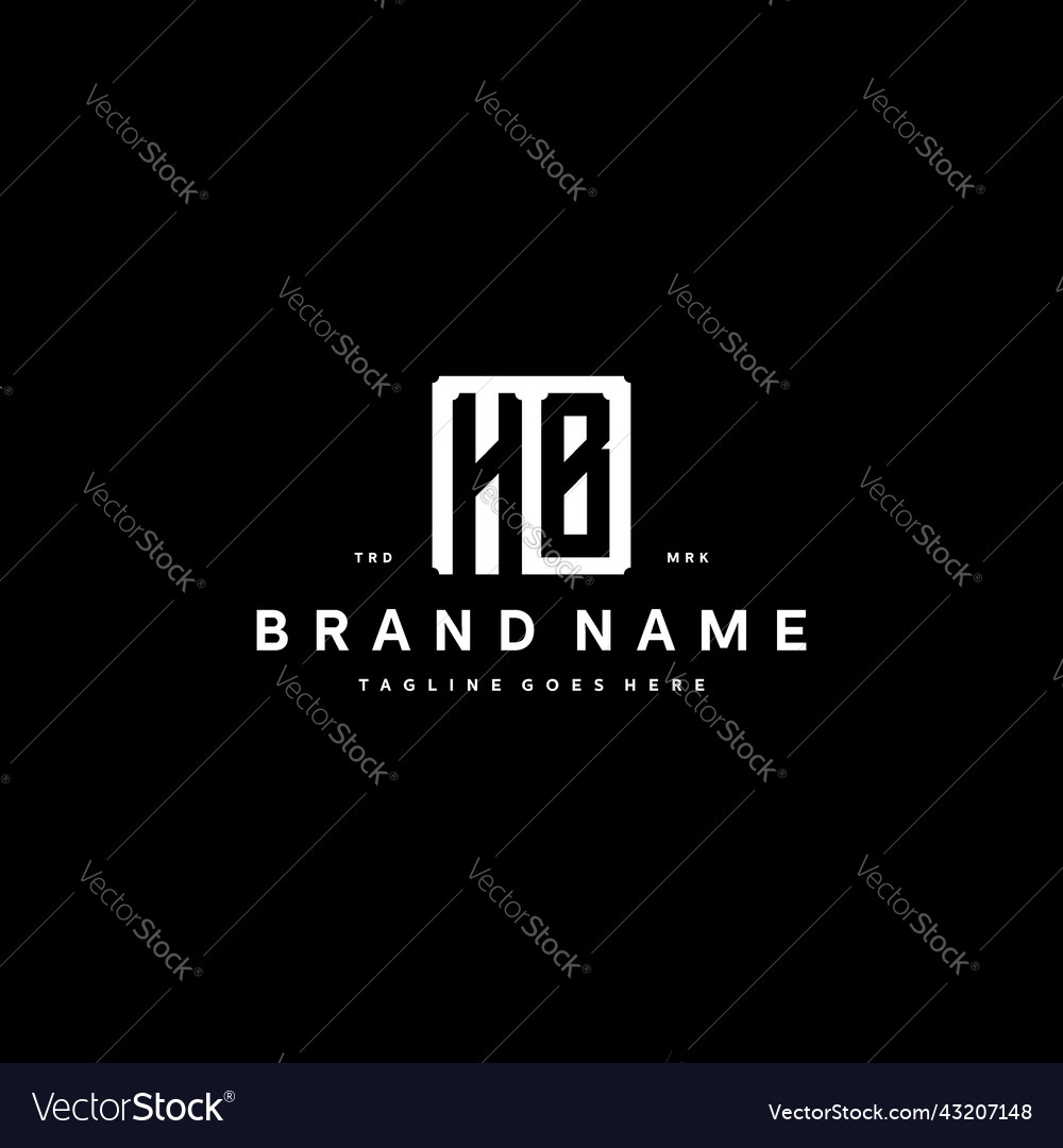 Hb monogram logo design with square rectangular